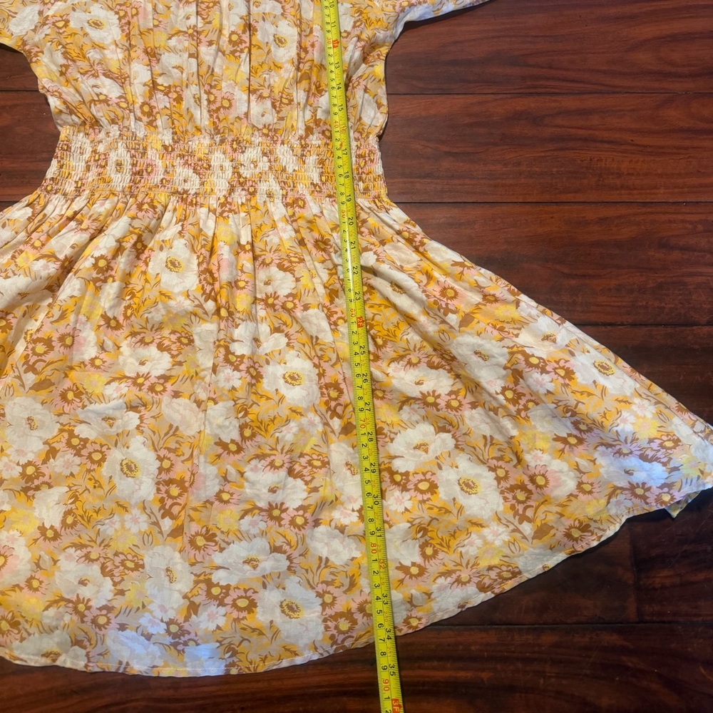 Christy Dawn Yellow Floral Puff-Sleeve Mini Dress with Smocked Waist - Picture 5 of 16